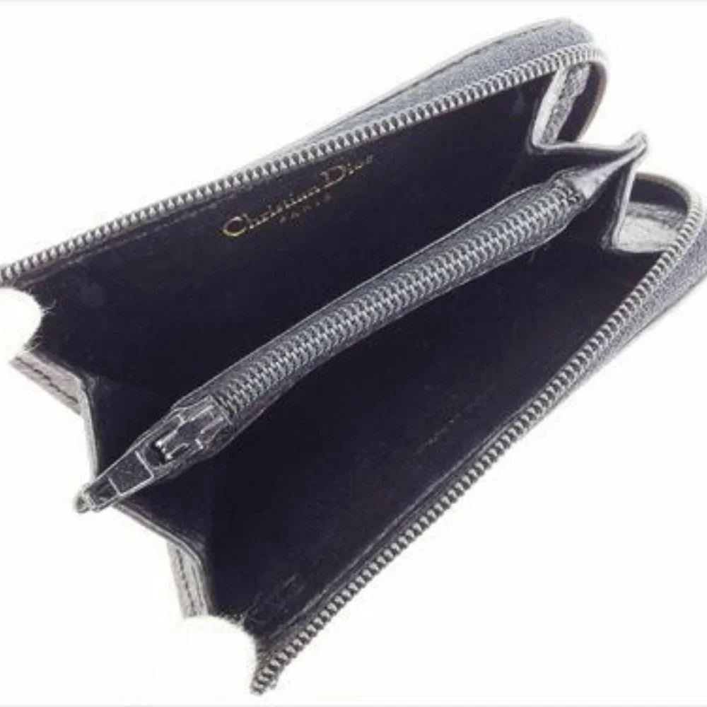 Dior Wallet Purse Coin Purse Black leather Woman unisex Authentic Used